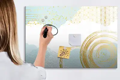 Pizarra de cristal magnética borrable con diseño de patrón decorativo