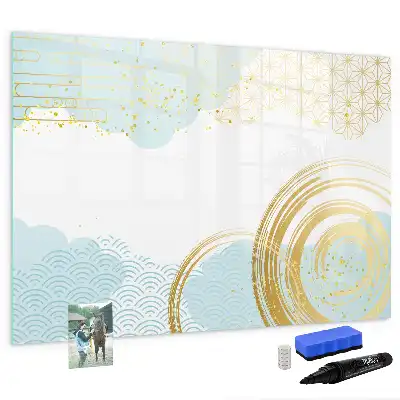 Pizarra de cristal magnética borrable con diseño de patrón decorativo