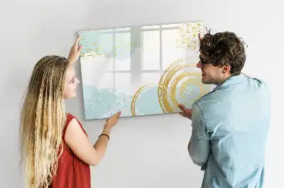 Pizarra de cristal magnética borrable con diseño de patrón decorativo