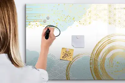 Pizarra de cristal magnética borrable con diseño de patrón decorativo