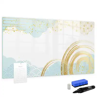 Pizarra de cristal magnética borrable con diseño de patrón decorativo