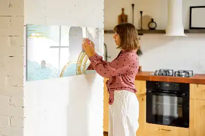 Pizarra de cristal magnética borrable con diseño de patrón decorativo