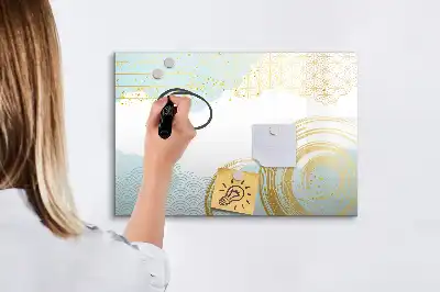 Pizarra de cristal magnética borrable con diseño de patrón decorativo