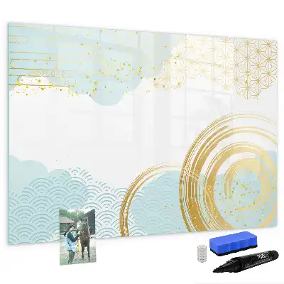 Pizarra de cristal magnética borrable con diseño de patrón decorativo