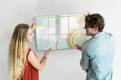 Pizarra de cristal magnética borrable con diseño de patrón decorativo