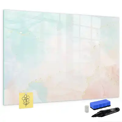Pizarra magnética de pared con rotulador diseño de mármol en acuarela