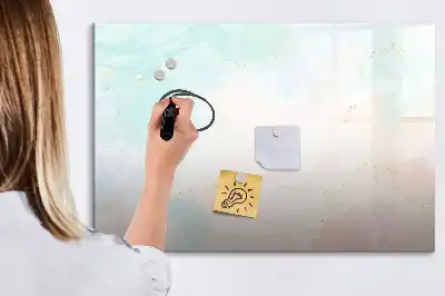Pizarra magnética de pared con rotulador diseño de mármol en acuarela