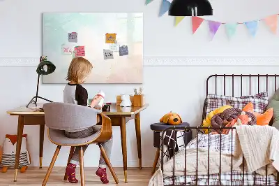 Pizarra magnética de pared con rotulador diseño de mármol en acuarela