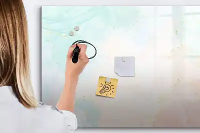 Pizarra magnética de pared con rotulador diseño de mármol en acuarela