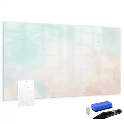 Pizarra magnética de pared con rotulador diseño de mármol en acuarela