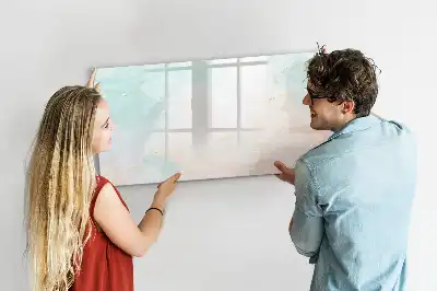 Pizarra magnética de pared con rotulador diseño de mármol en acuarela