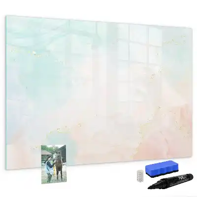 Pizarra magnética de pared con rotulador diseño de mármol en acuarela