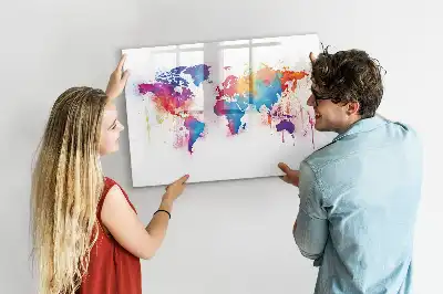 Mapa del mundo de cristal pizarra borrable magnética