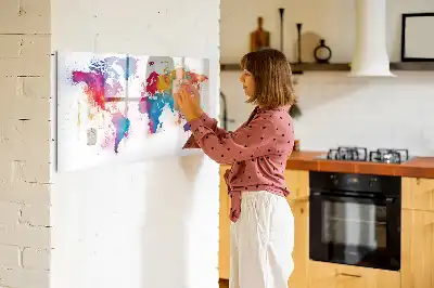 Mapa del mundo de cristal pizarra borrable magnética