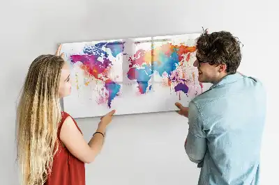 Mapa del mundo de cristal pizarra borrable magnética