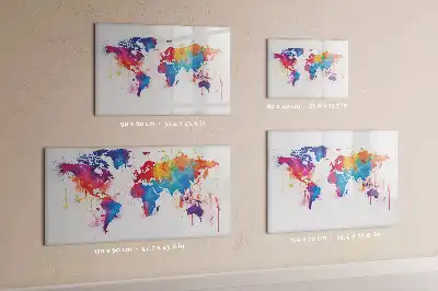 Mapa del mundo de cristal pizarra borrable magnética