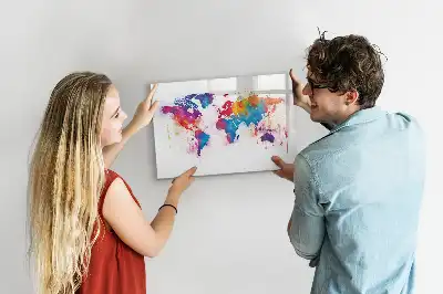 Mapa del mundo de cristal pizarra borrable magnética