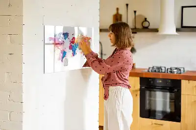 Mapa del mundo de cristal pizarra borrable magnética