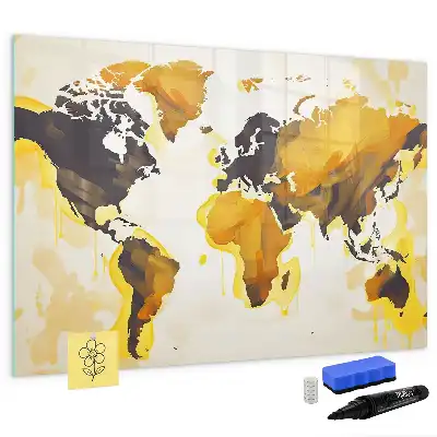 Pizarra magnética de pared diseño de mapa del mundo abstracto con rotulador