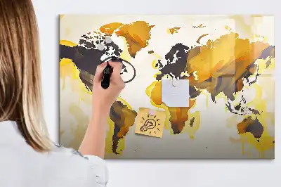 Pizarra magnética de pared diseño de mapa del mundo abstracto con rotulador