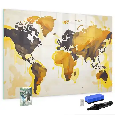 Pizarra magnética de pared diseño de mapa del mundo abstracto con rotulador