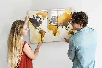 Pizarra magnética de pared diseño de mapa del mundo abstracto con rotulador