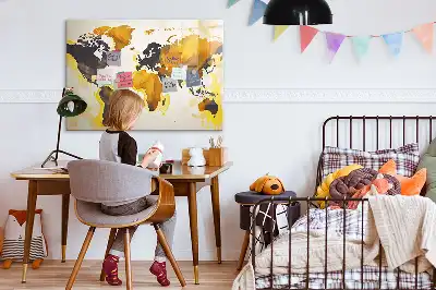 Pizarra magnética de pared diseño de mapa del mundo abstracto con rotulador