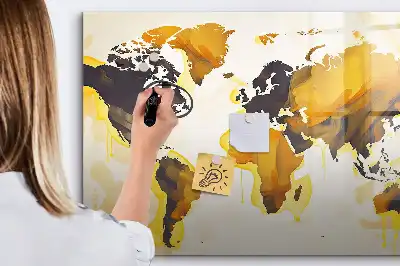 Pizarra magnética de pared diseño de mapa del mundo abstracto con rotulador