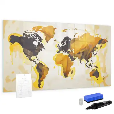 Pizarra magnética de pared diseño de mapa del mundo abstracto con rotulador
