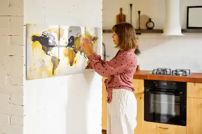 Pizarra magnética de pared diseño de mapa del mundo abstracto con rotulador