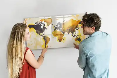 Pizarra magnética de pared diseño de mapa del mundo abstracto con rotulador