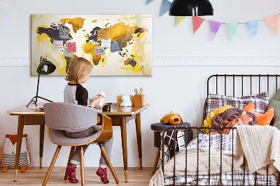Pizarra magnética de pared diseño de mapa del mundo abstracto con rotulador