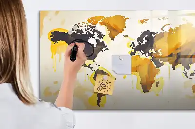 Pizarra magnética de pared diseño de mapa del mundo abstracto con rotulador