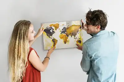 Pizarra magnética de pared diseño de mapa del mundo abstracto con rotulador