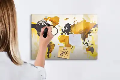 Pizarra magnética de pared diseño de mapa del mundo abstracto con rotulador