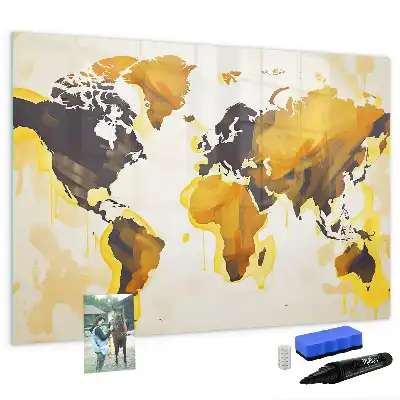 Pizarra magnética de pared diseño de mapa del mundo abstracto con rotulador