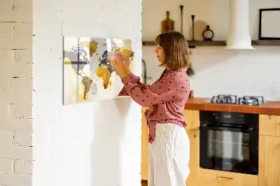 Pizarra magnética de pared diseño de mapa del mundo abstracto con rotulador