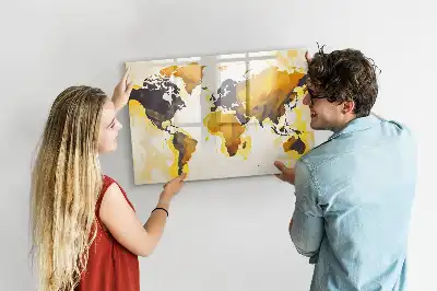 Pizarra magnética de pared diseño de mapa del mundo abstracto con rotulador