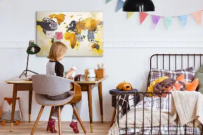 Pizarra magnética de pared diseño de mapa del mundo abstracto con rotulador