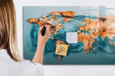 Mapa del mundo abstracto pizarra magnética borrable de cristal