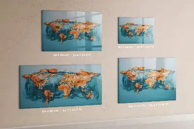 Mapa del mundo abstracto pizarra magnética borrable de cristal