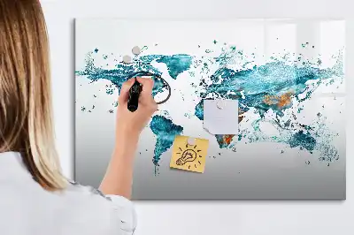 Mapa del mundo decorativo fabricado en acrílico pizarra magnética de pared con rotulador incluido