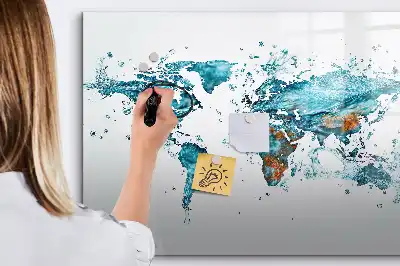 Mapa del mundo decorativo fabricado en acrílico pizarra magnética de pared con rotulador incluido