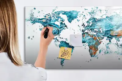 Mapa del mundo decorativo fabricado en acrílico pizarra magnética de pared con rotulador incluido