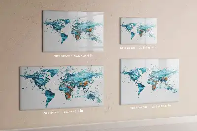 Mapa del mundo decorativo fabricado en acrílico pizarra magnética de pared con rotulador incluido