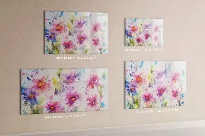Pizarra borrable de cristal con imanes con diseño de flores pintadas