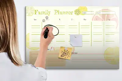 Pizarra magnética de pared con rotulador y diseño de planificador familiar