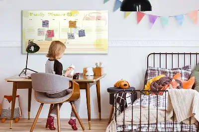 Pizarra magnética de pared con rotulador y diseño de planificador familiar