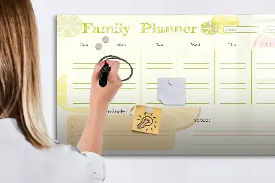 Pizarra magnética de pared con rotulador y diseño de planificador familiar