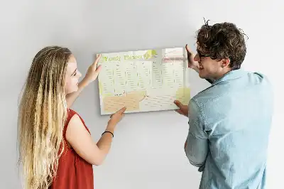 Pizarra magnética de pared con rotulador y diseño de planificador familiar